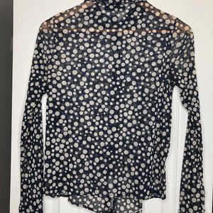 Macy's Sheets Blue & Silver Polka Dot Button Down